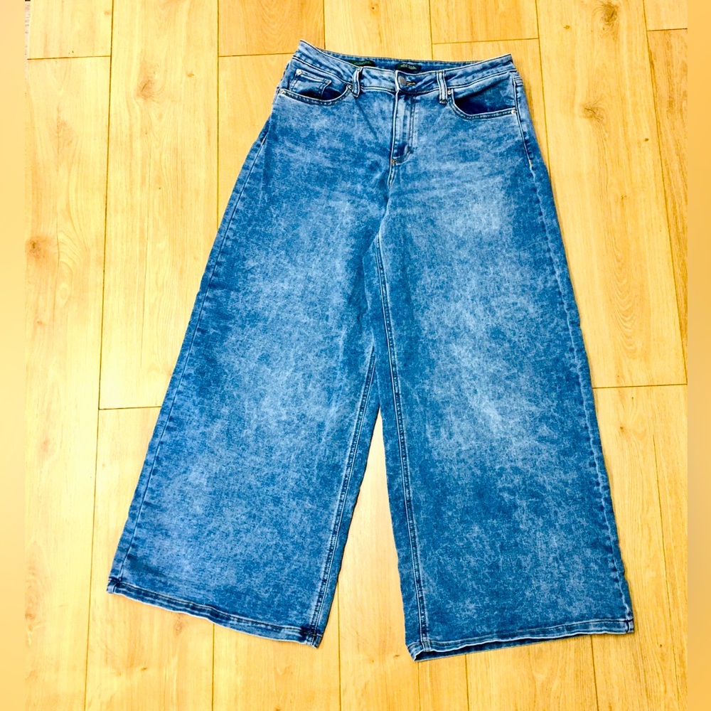 Wild Fable mid rise ultra wide leg denim jeans acid wash trending cotton denim